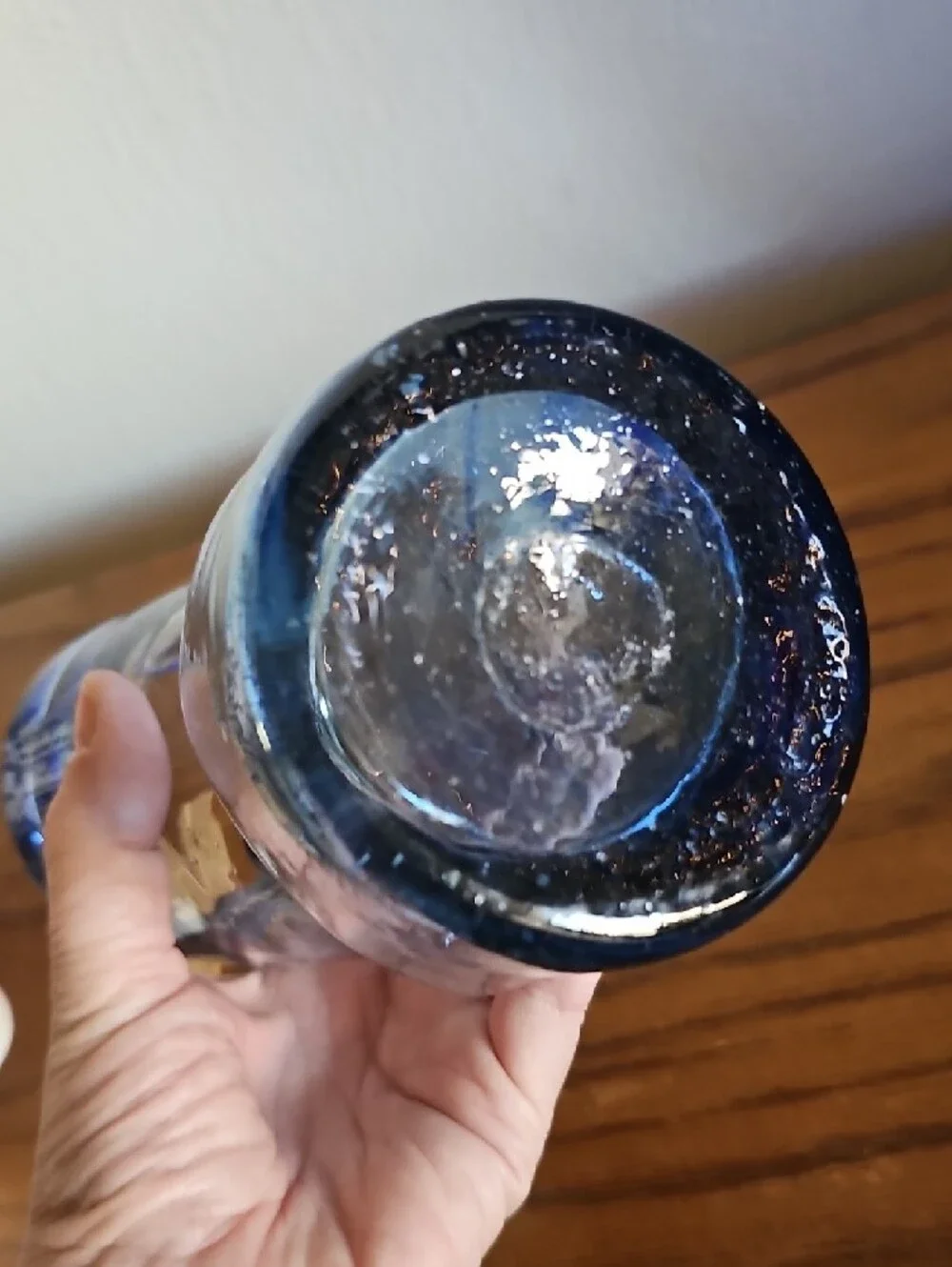 Mexico Handblown Cobalt Blue Glass Tote 3 #1 - Picture 5 of 7